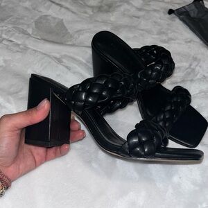 Madden Girl Black Braided Strap Heels